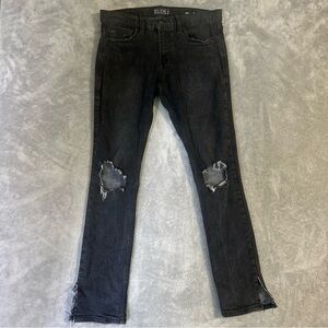 XXX Rude Jeans Mens 30x32 Black Super Skinny Stretch Ripped Denim Grunge
